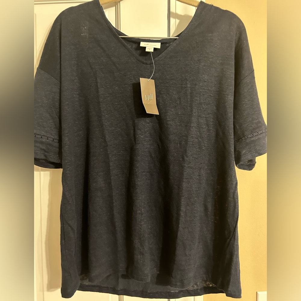 J Jill small navy linen top NWT